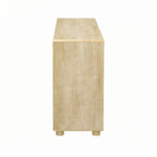 Mesa consola de madera natural lavada de 2 cajones con estantes