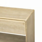 Mesa consola de madera natural lavada de 2 cajones con estantes