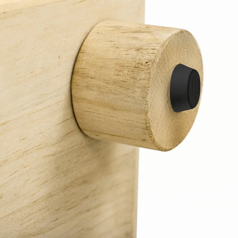 Mesa consola de madera natural lavada de 2 cajones con estantes