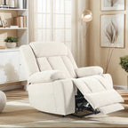 Sillón reclinable elevador eléctrico de terciopelo blanco/gris con copo de nieve y reposapiés extendido – Individual