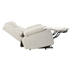 Sillón reclinable elevador eléctrico de terciopelo blanco/gris con copo de nieve y reposapiés extendido – Individual