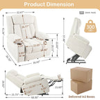 Sillón reclinable elevador eléctrico de terciopelo blanco/gris con copo de nieve y reposapiés extendido – Individual