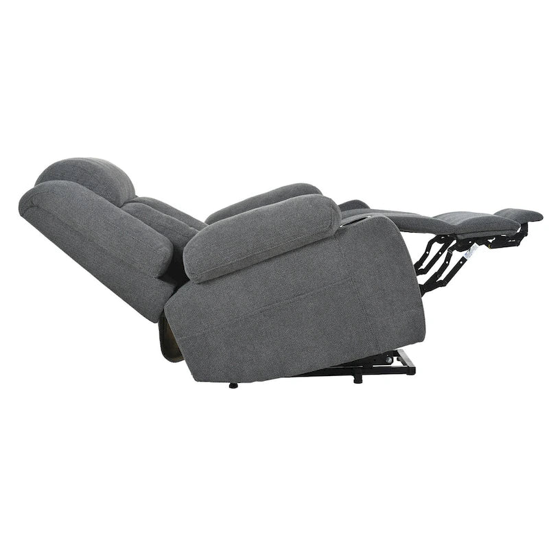 Sillón reclinable elevador eléctrico de terciopelo blanco/gris con copo de nieve y reposapiés extendido – Individual