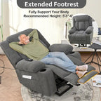 Sillón reclinable elevador eléctrico de terciopelo blanco/gris con copo de nieve y reposapiés extendido – Individual
