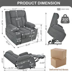 Sillón reclinable elevador eléctrico de terciopelo blanco/gris con copo de nieve y reposapiés extendido – Individual