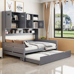 Sofá cama de madera blanca con nido, tamaño individual, capacidad para 2 personas