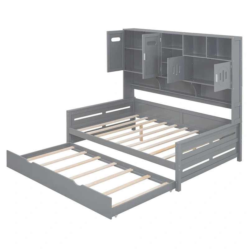 Sofá cama de madera blanca con nido, tamaño individual, capacidad para 2 personas