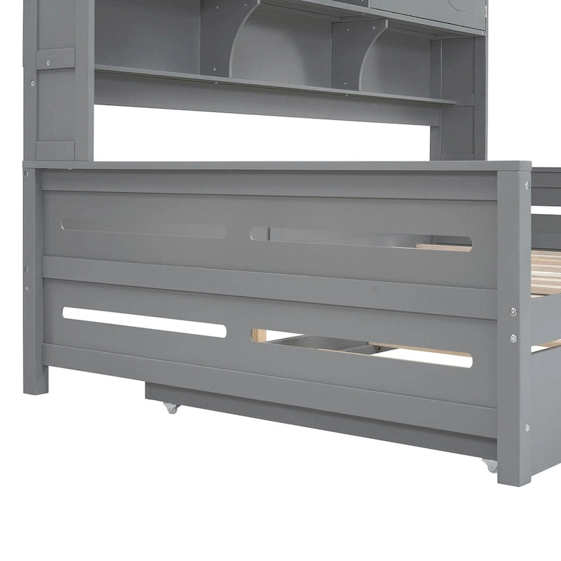 Sofá cama de madera blanca con nido, tamaño individual, capacidad para 2 personas
