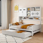 Sofá cama de madera blanca con nido, tamaño individual, capacidad para 2 personas