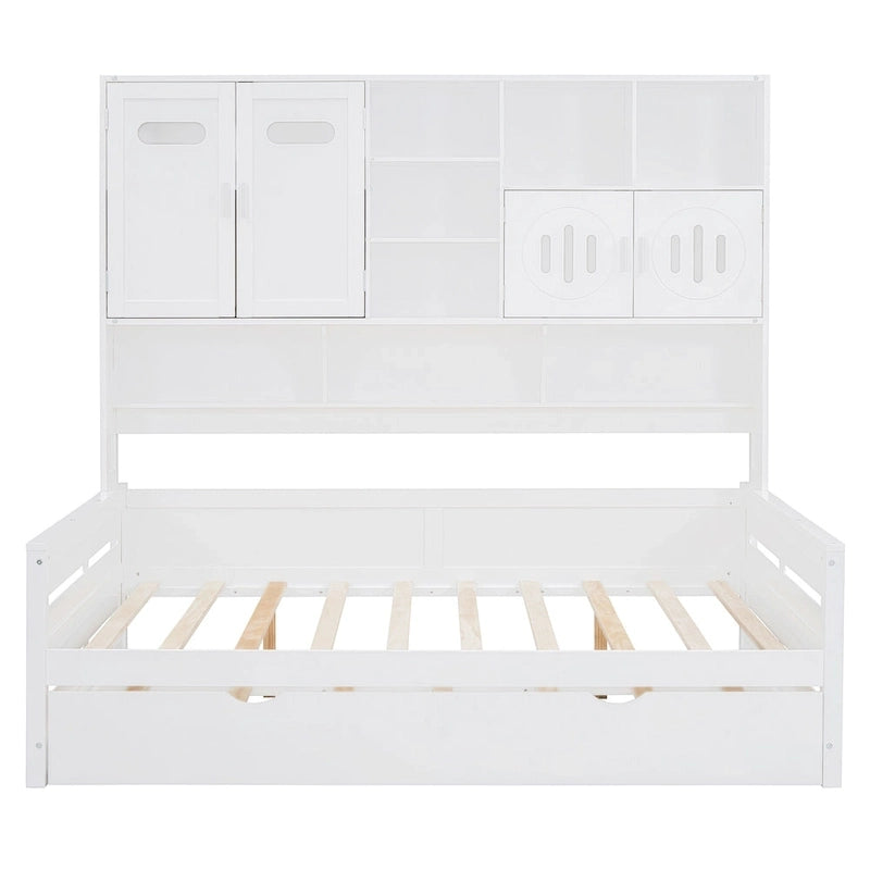 Sofá cama de madera blanca con nido, tamaño individual, capacidad para 2 personas