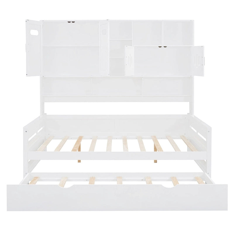 Sofá cama de madera blanca con nido, tamaño individual, capacidad para 2 personas