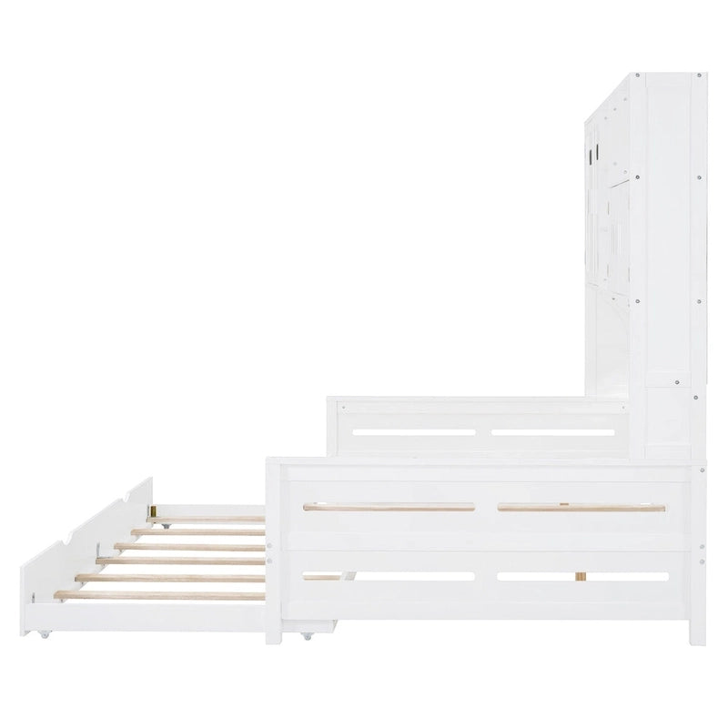 Sofá cama de madera blanca con nido, tamaño individual, capacidad para 2 personas