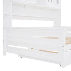 Sofá cama de madera blanca con nido, tamaño individual, capacidad para 2 personas