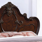 Juego de cama con dosel tradicional y 2 mesitas de noche – Blanco / Cerezo oscuro – King / Queen