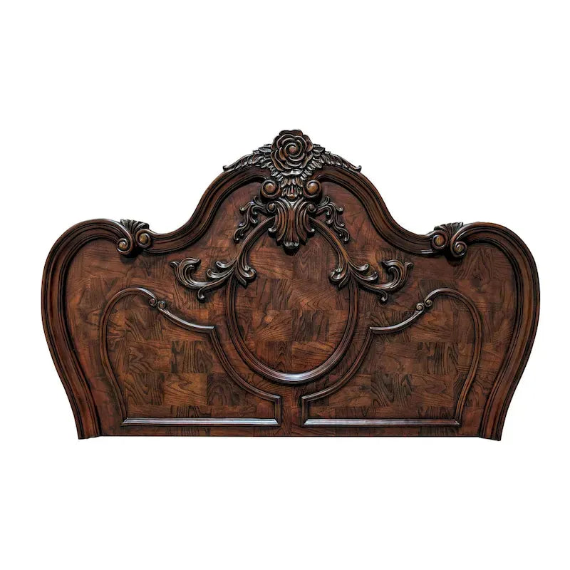 Juego de cama con dosel tradicional y 2 mesitas de noche – Blanco / Cerezo oscuro – King / Queen