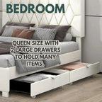 Cama de plataforma tapizada Queen, capitoné dorado, gris/beige, con cama nido y almacenamiento, 2 personas