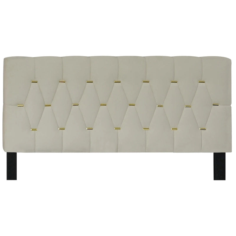 Cama de plataforma tapizada Queen, capitoné dorado, gris/beige, con cama nido y almacenamiento, 2 personas