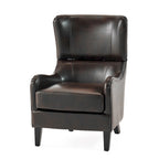 Sillón decorativo de respaldo alto — Marrón / Carbón / Azul marino, con orejas, 1 asiento