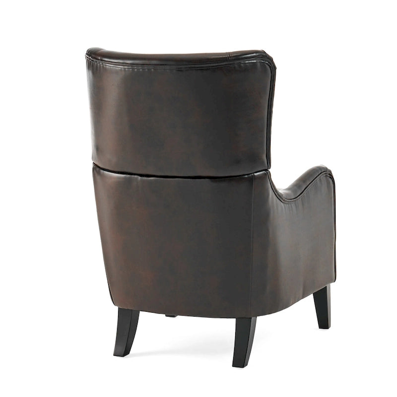 Sillón decorativo de respaldo alto — Marrón / Carbón / Azul marino, con orejas, 1 asiento