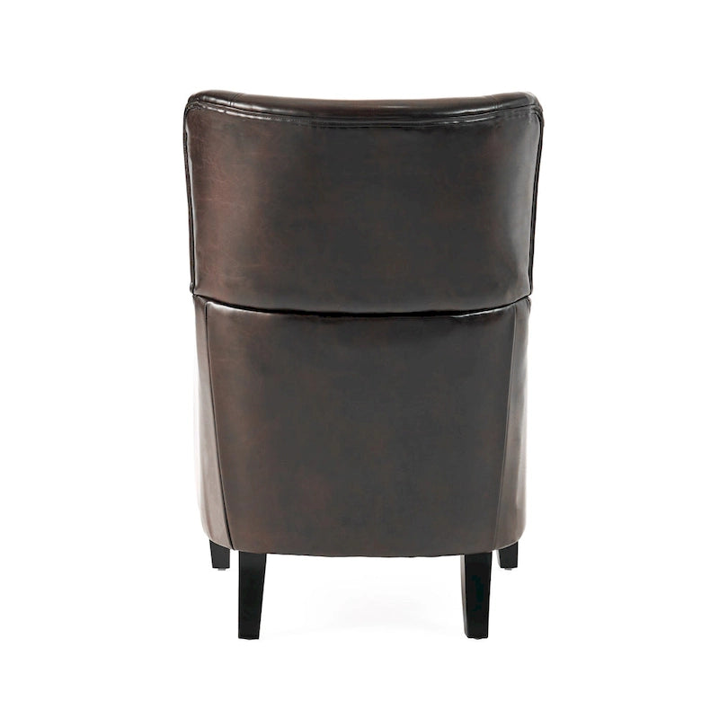 Sillón decorativo de respaldo alto — Marrón / Carbón / Azul marino, con orejas, 1 asiento