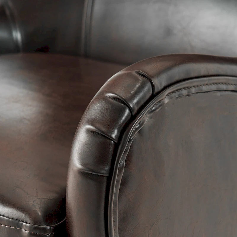 Sillón decorativo de respaldo alto — Marrón / Carbón / Azul marino, con orejas, 1 asiento