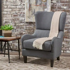 Sillón decorativo de respaldo alto — Marrón / Carbón / Azul marino, con orejas, 1 asiento
