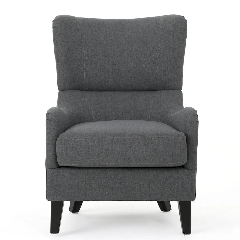 Sillón decorativo de respaldo alto — Marrón / Carbón / Azul marino, con orejas, 1 asiento