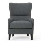 Sillón decorativo de respaldo alto — Marrón / Carbón / Azul marino, con orejas, 1 asiento