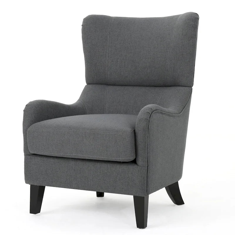 Sillón decorativo de respaldo alto — Marrón / Carbón / Azul marino, con orejas, 1 asiento