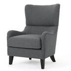 Sillón decorativo de respaldo alto — Marrón / Carbón / Azul marino, con orejas, 1 asiento