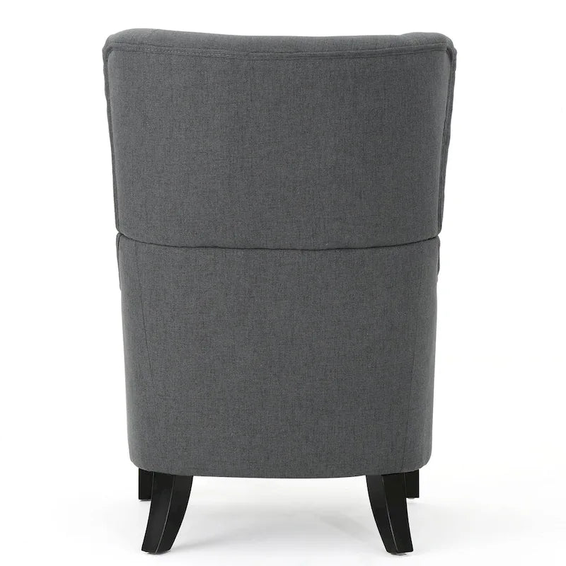 Sillón decorativo de respaldo alto — Marrón / Carbón / Azul marino, con orejas, 1 asiento