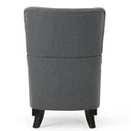 Sillón decorativo de respaldo alto — Marrón / Carbón / Azul marino, con orejas, 1 asiento
