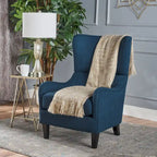 Sillón decorativo de respaldo alto — Marrón / Carbón / Azul marino, con orejas, 1 asiento