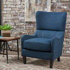 Sillón decorativo de respaldo alto — Marrón / Carbón / Azul marino, con orejas, 1 asiento