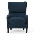Sillón decorativo de respaldo alto — Marrón / Carbón / Azul marino, con orejas, 1 asiento