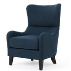 Sillón decorativo de respaldo alto — Marrón / Carbón / Azul marino, con orejas, 1 asiento