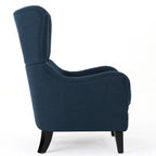 Sillón decorativo de respaldo alto — Marrón / Carbón / Azul marino, con orejas, 1 asiento