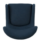 Sillón decorativo de respaldo alto — Marrón / Carbón / Azul marino, con orejas, 1 asiento