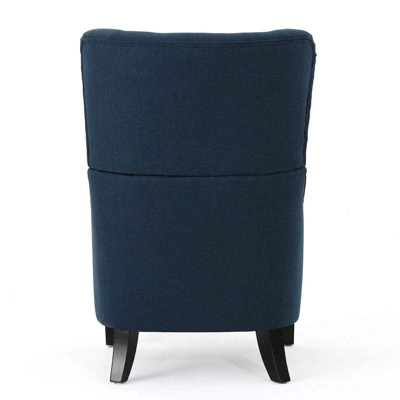 Sillón decorativo de respaldo alto — Marrón / Carbón / Azul marino, con orejas, 1 asiento