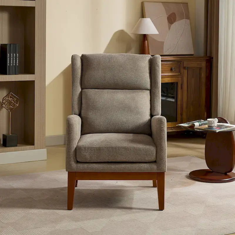 Sillón Acento Giratorio de Respaldo Alto, 1 Asiento, en Color Gris Topo/Beige/Naranja/Carbón