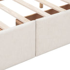 Cama Queen Size con Plataforma Tapizada Capitoné y 4 Cajones — Gris Oscuro / Blanco / Gris Claro / Beige, Para 2