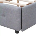 Cama Queen Size con Plataforma Tapizada Capitoné y 4 Cajones — Gris Oscuro / Blanco / Gris Claro / Beige, Para 2