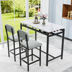 Juego de mesa de bar de 3 piezas gris/negro para 2, mesa rectangular y 2 taburetes tapizados