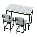 Juego de mesa de bar de 3 piezas gris/negro para 2, mesa rectangular y 2 taburetes tapizados