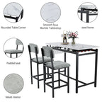 Juego de mesa de bar de 3 piezas gris/negro para 2, mesa rectangular y 2 taburetes tapizados