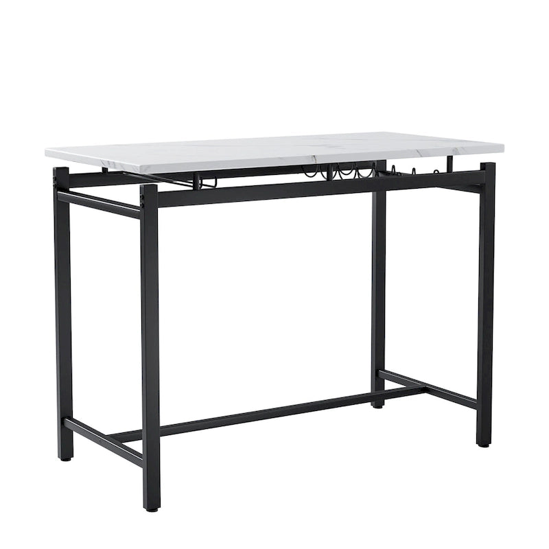 Juego de mesa de bar de 3 piezas gris/negro para 2, mesa rectangular y 2 taburetes tapizados