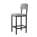 Juego de mesa de bar de 3 piezas gris/negro para 2, mesa rectangular y 2 taburetes tapizados