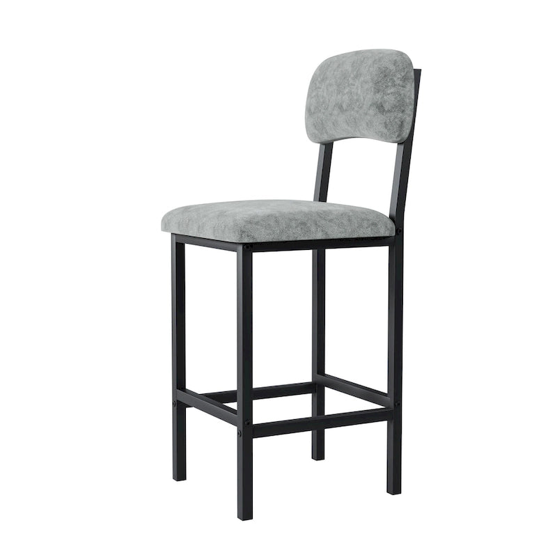 Juego de mesa de bar de 3 piezas gris/negro para 2, mesa rectangular y 2 taburetes tapizados
