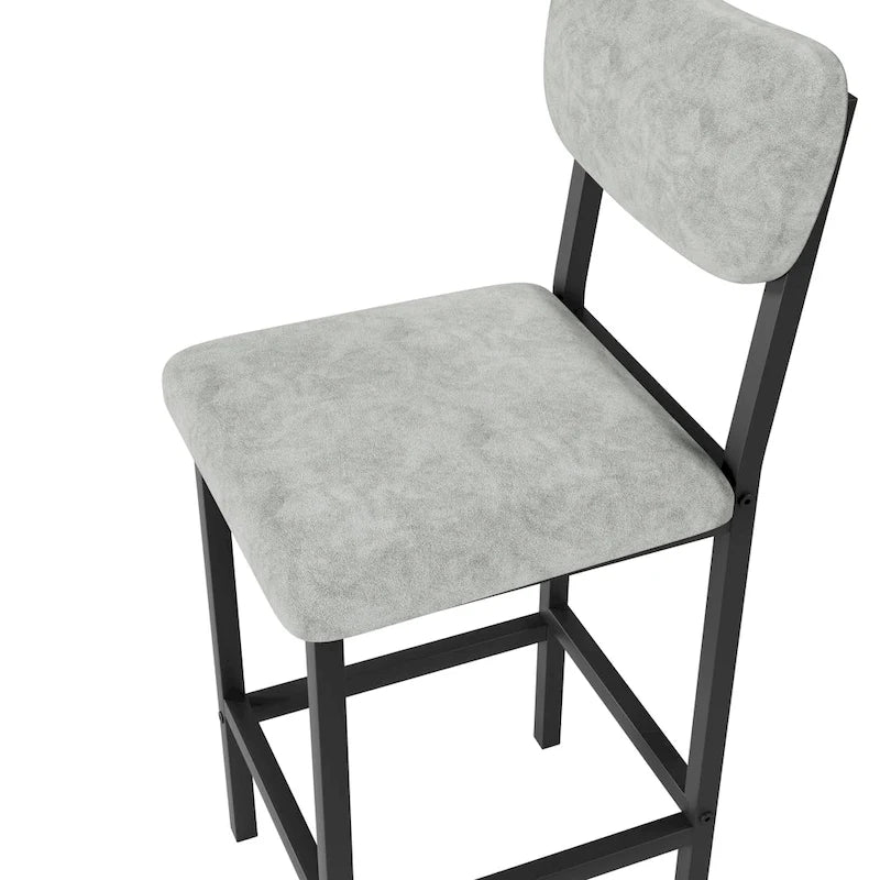 Juego de mesa de bar de 3 piezas gris/negro para 2, mesa rectangular y 2 taburetes tapizados