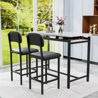 Juego de mesa de bar de 3 piezas gris/negro para 2, mesa rectangular y 2 taburetes tapizados